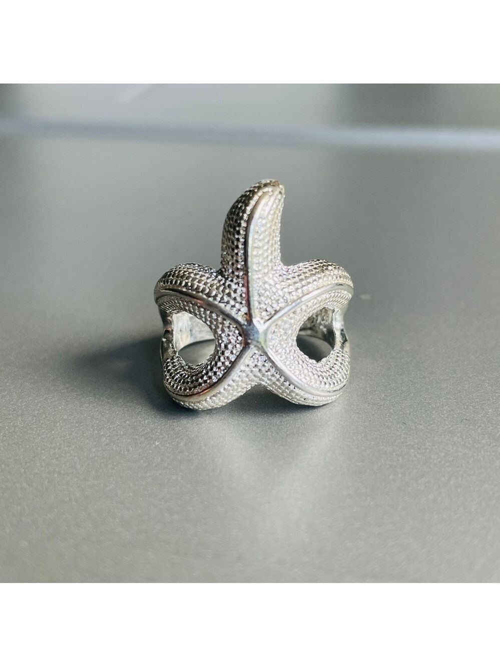Starfish Textured Sterling Silver Ring Ocean Beach Sea